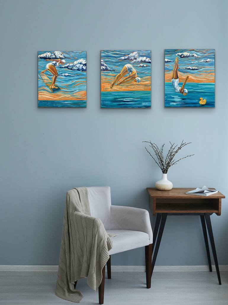 Original Art Deco Beach Painting by Wüst Natalia