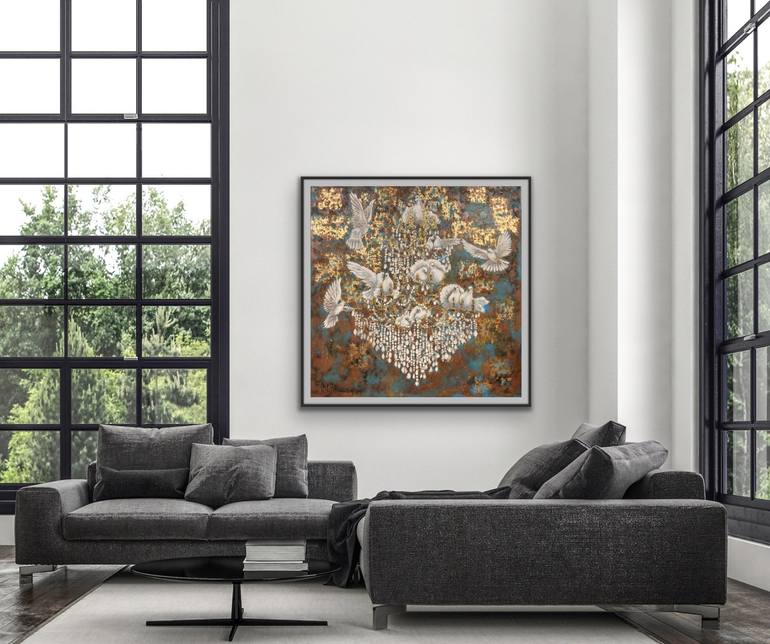 Original Abstract Expressionism Interiors Painting by Wüst Natalia
