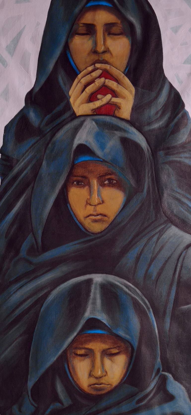 Original Folk Women Painting by Mina Nasr