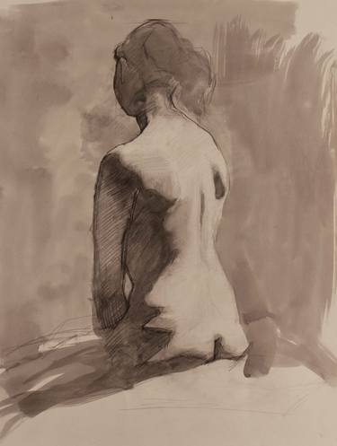 Original Figurative Nude Drawing by Isaac Pelepko