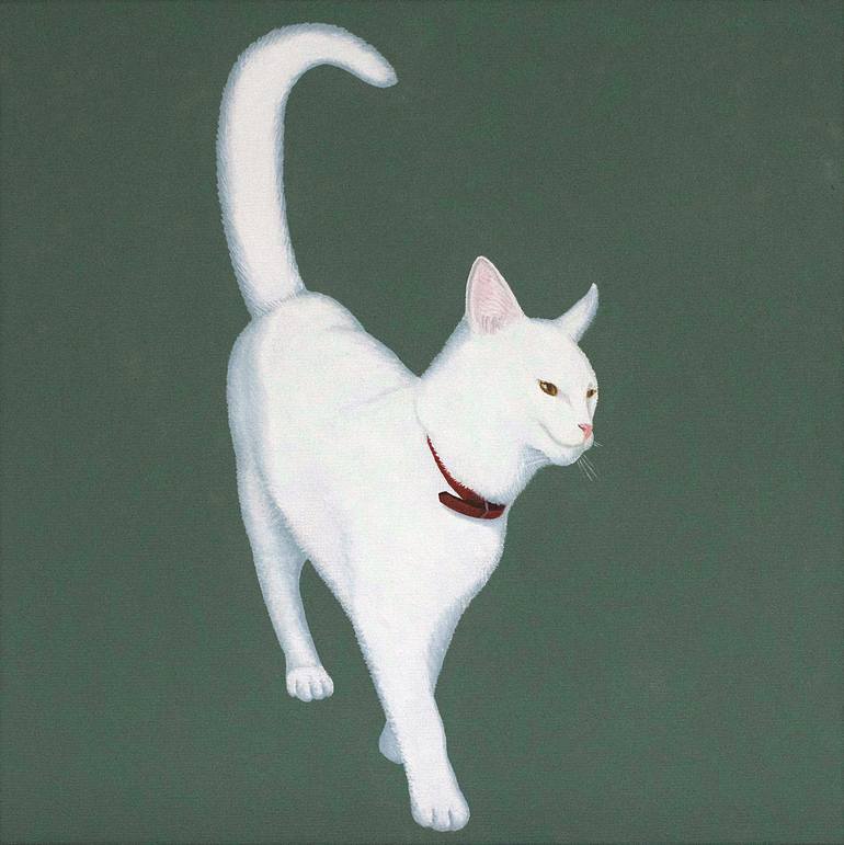 White Cat Painting By Jeroen Allart Saatchi Art