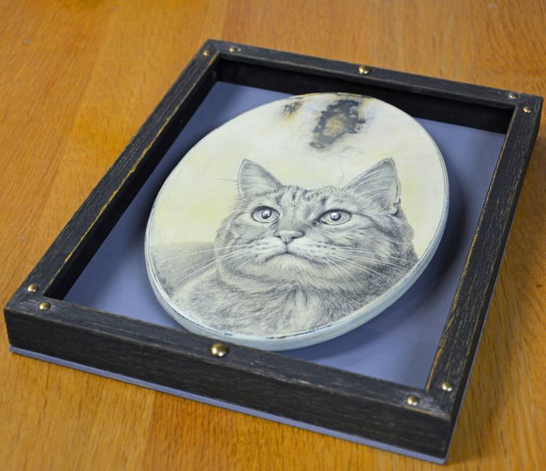 Original Realism Cats Painting by Kazuaki Maitani