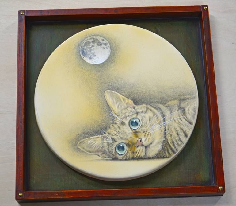 Original Realism Cats Painting by Kazuaki Maitani