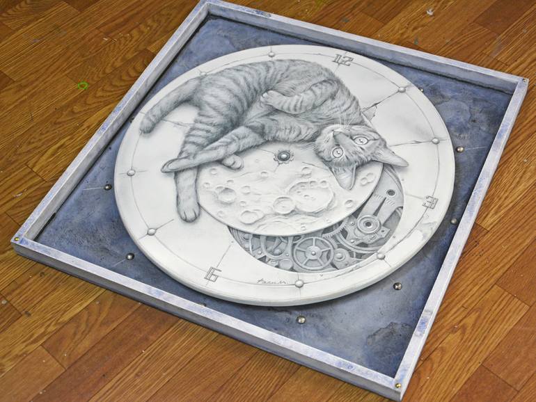 Original Realism Cats Painting by Kazuaki Maitani