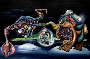 Original Surrealism Transportation Painting by Paolo Chiarloni