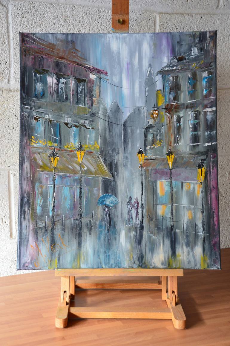 Original Abstract Cities Painting by Mariusz Kozak