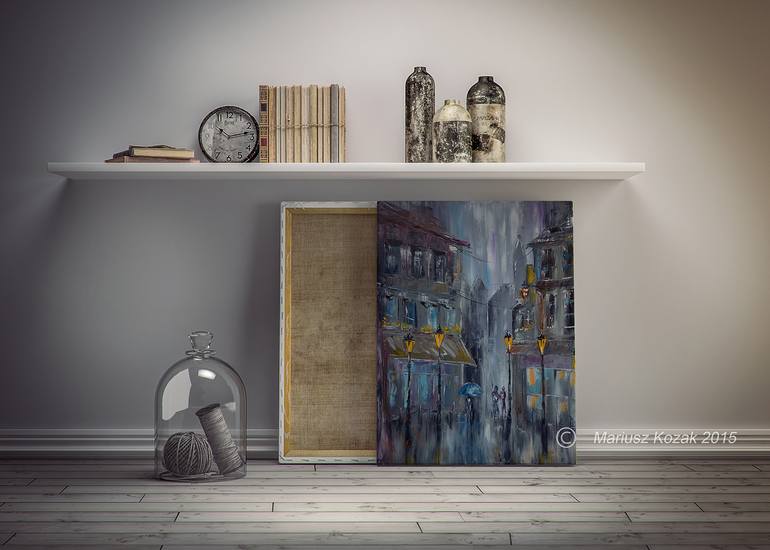 Original Abstract Cities Painting by Mariusz Kozak