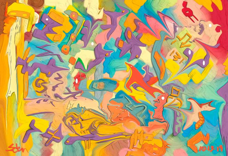 Original Abstract Expressionism Fantasy Painting by Eden Maxwell