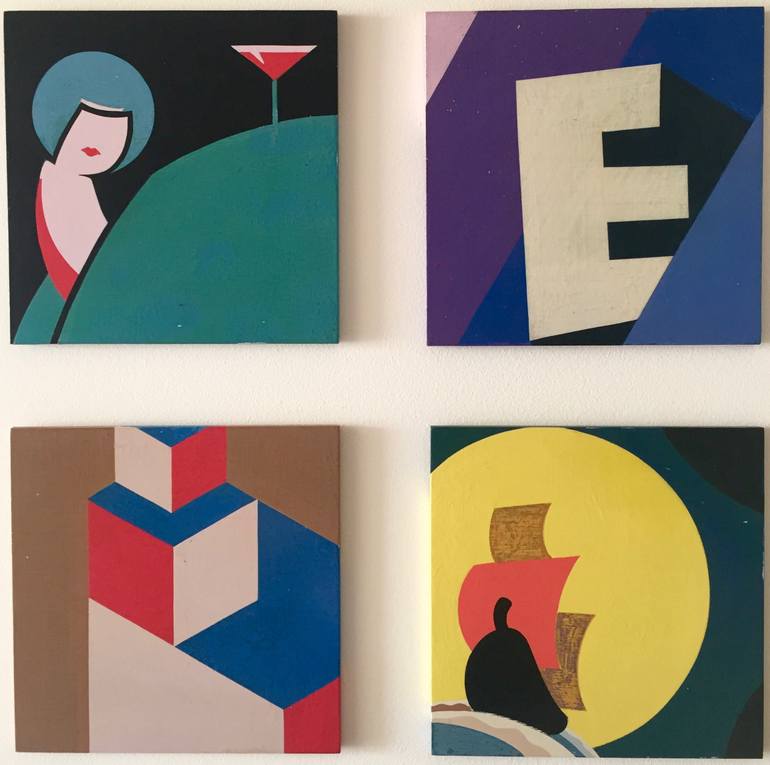 Original Art Deco Typography Painting by Letter Allsorts