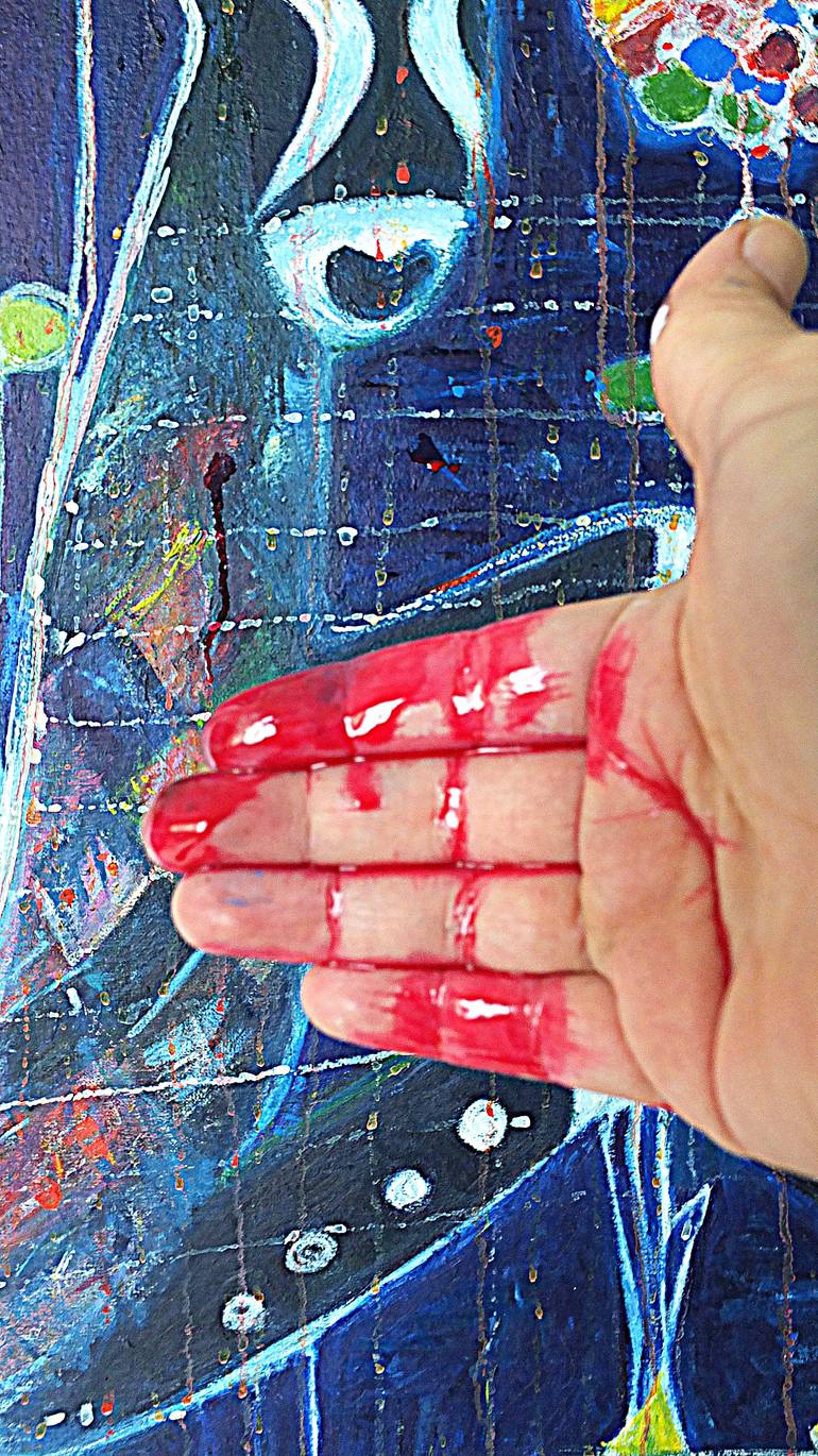 Original Expressionism Animal Painting by La Rosa Artist