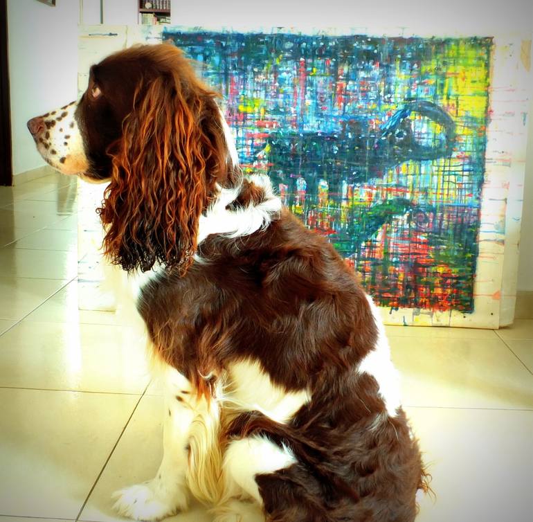 Original Abstract Expressionism Animal Painting by La Rosa Artist