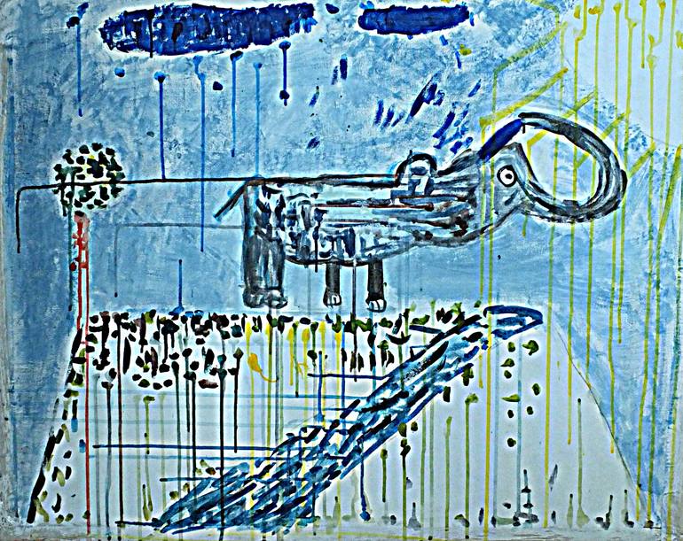 Original Abstract Expressionism Animal Painting by La Rosa Artist