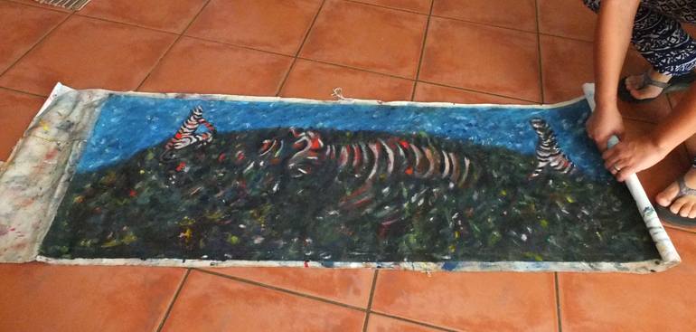 Original Expressionism Animal Painting by La Rosa Artist