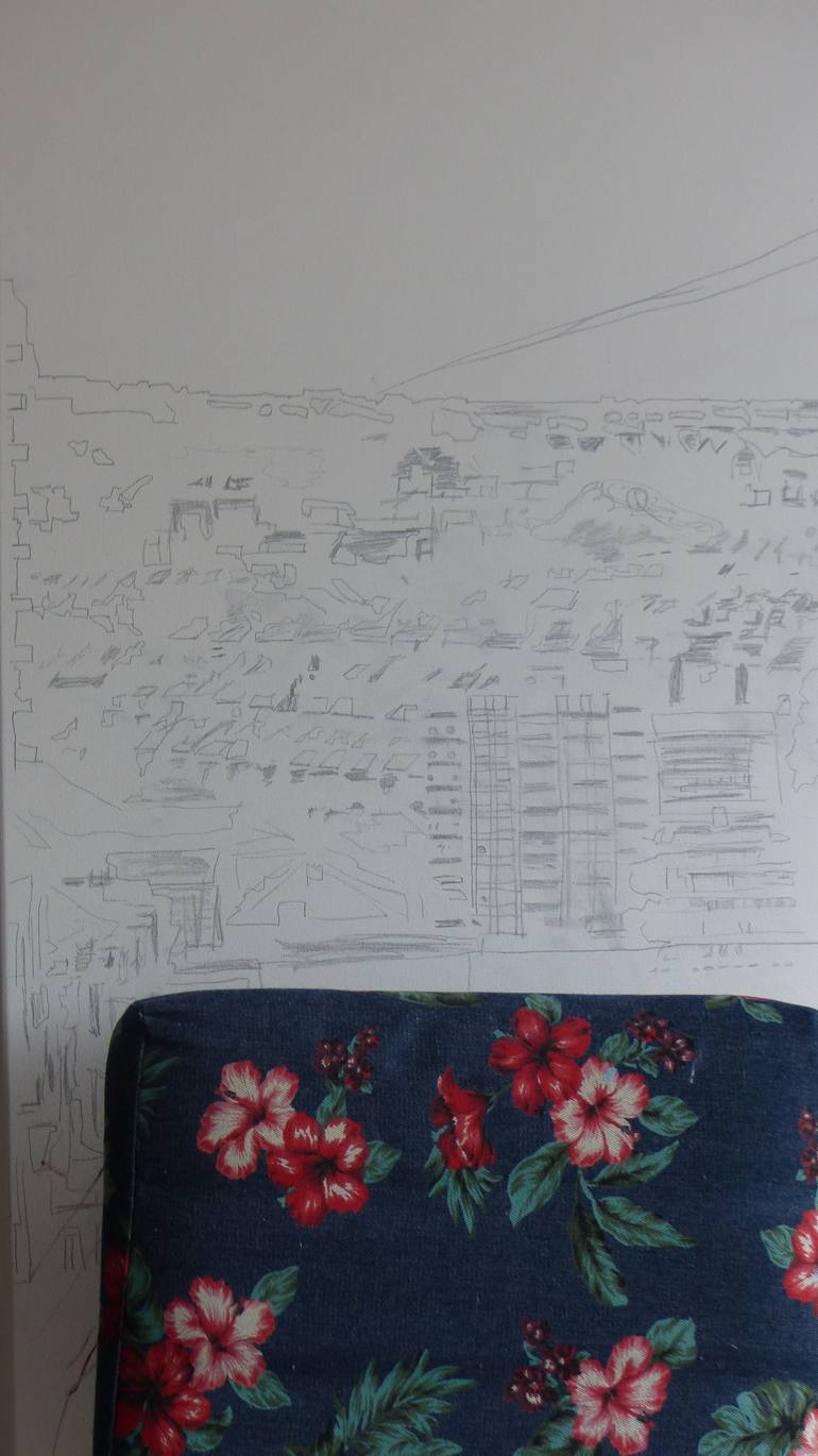 Original Abstract Architecture Painting by La Rosa Artist