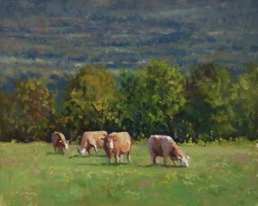 Print of Cows Paintings by Pascal Giroud