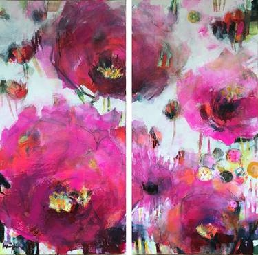Original Abstract Expressionism Floral Paintings by Kornelia Weingarten