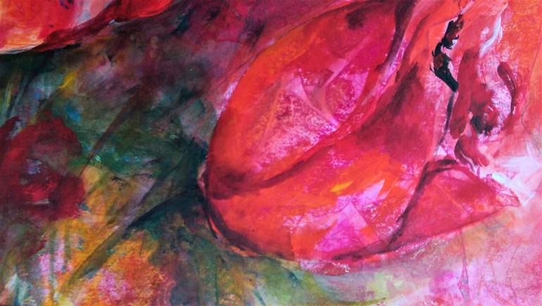 Original Abstract Floral Painting by Kornelia Weingarten