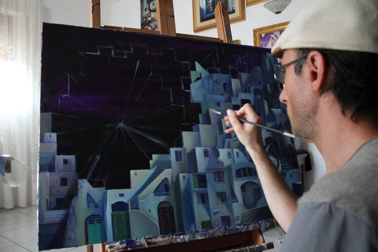 Original Figurative Architecture Painting by Afan Alessandro Fantini