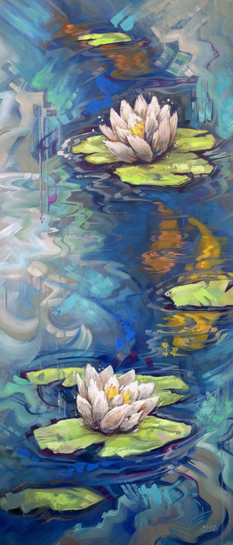 Lily Pad Pond 4 Painting by Roger Seward