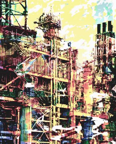 Original Abstract Expressionism Architecture Mixed Media by Hubert Kadziolka
