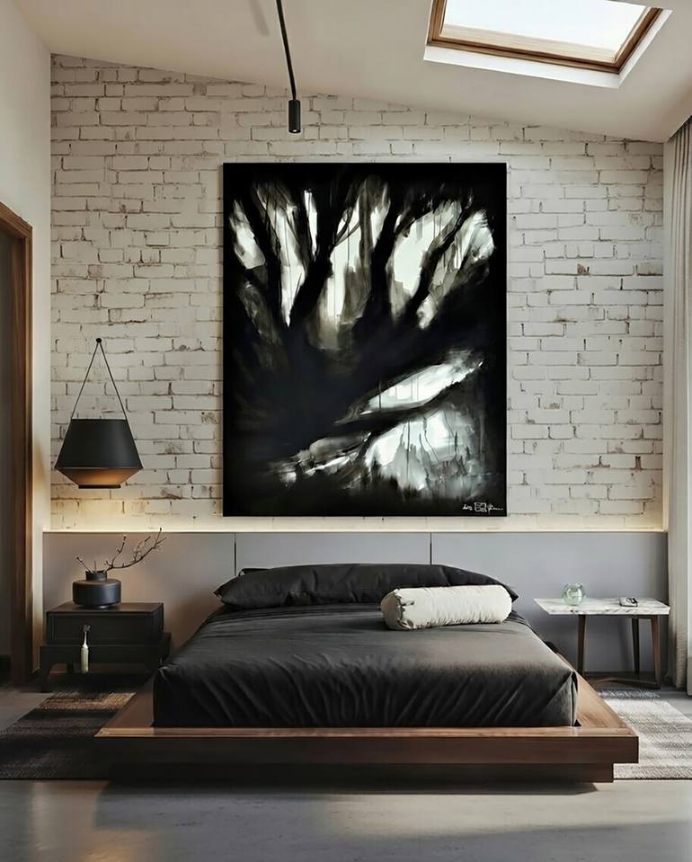 ベッド UNDER DARK LEAVES I DREAM OF A PERFECT WORLD Painting by Christian