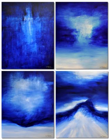 DEEP BLUE DAYS DOWN BY THE SEA (quadriptych) thumb