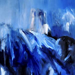 Collection abstract paintings w/blue