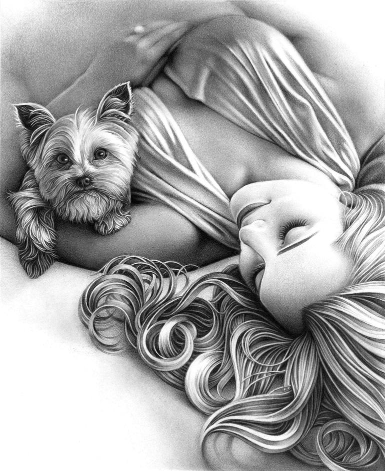 the lady and the pet dog