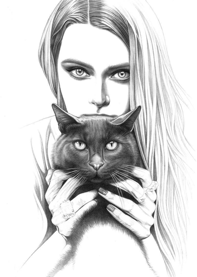 black cat outline drawing