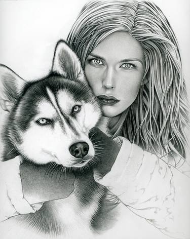 Original Photorealism Dogs Drawings by Mollie Morrissette