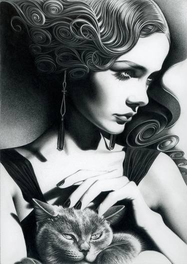 Saatchi Art Artist Mollie Morrissette; Drawings, “Portrait of a lady with fabulous hair” #art