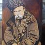 In the painting oil paints depicts the Ukrainian poet Taras Shevchenko (1814-1861), a symbolic figure of Ukraine