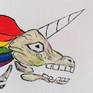 Unicorn skull head rainbow Wabyanko