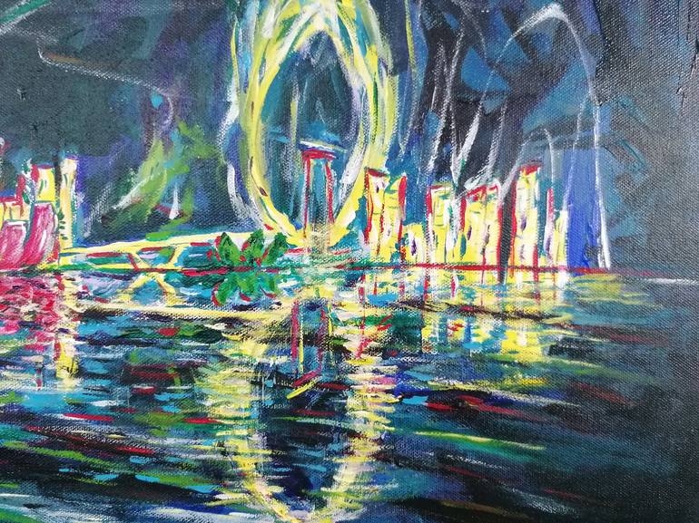 Original Abstract Expressionism Cities Painting by Artist Wabyanko
