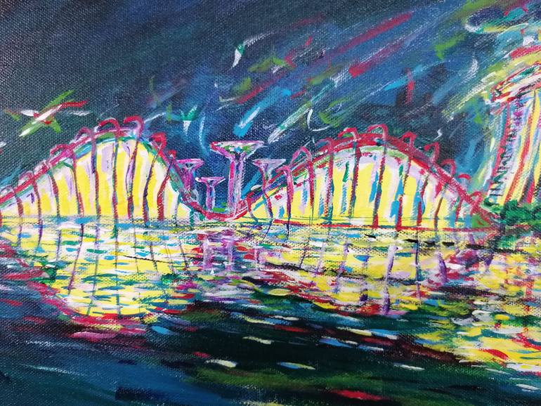 Original Abstract Expressionism Cities Painting by Artist Wabyanko