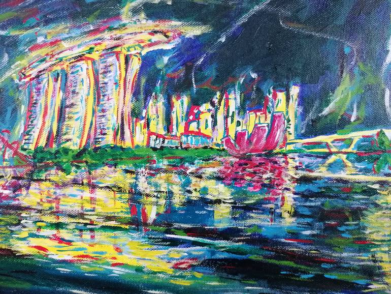 Original Abstract Expressionism Cities Painting by Artist Wabyanko