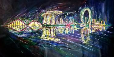 Original Abstract Expressionism Cities Paintings by Artist Wabyanko
