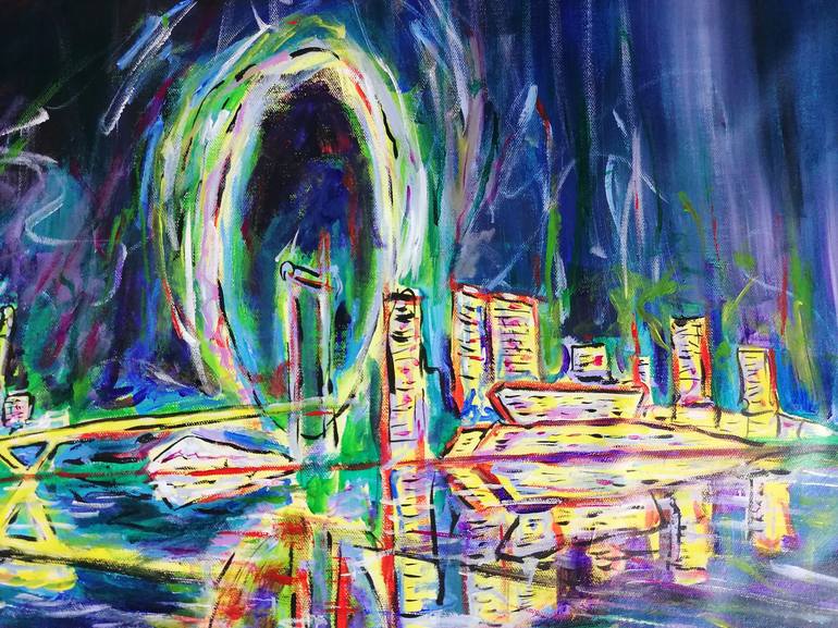 Original Abstract Expressionism Cities Painting by Artist Wabyanko