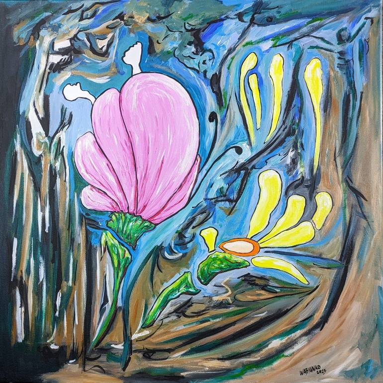 Original Abstract Floral Paintings by Artist Wabyanko