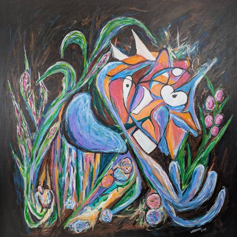 Original Abstract Painting by Artist Wabyanko | Abstract Art on Canvas | Portrait Fascination - Guardian of the Reeds