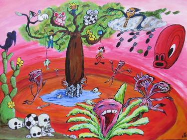 Original Pop Art Tree Paintings by Artist Wabyanko