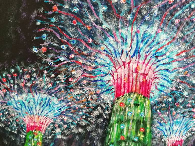 Original Abstract Architecture Painting by Artist Wabyanko