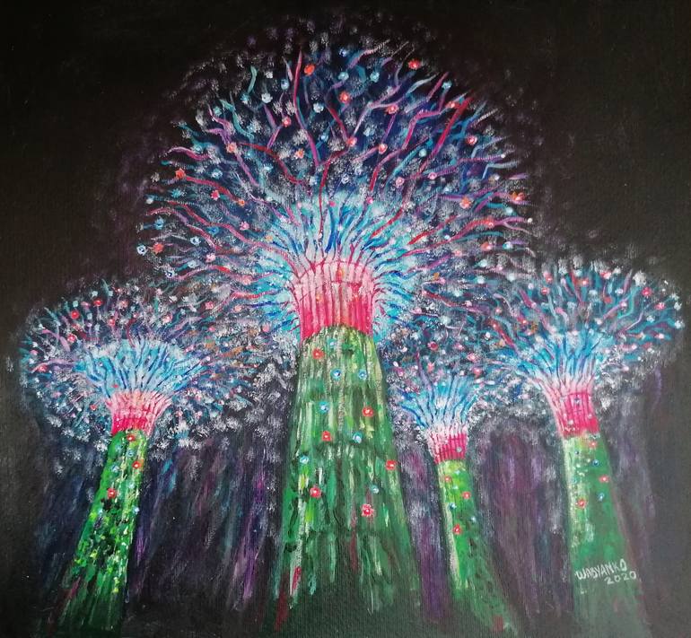 Original Abstract Architecture Painting by Artist Wabyanko