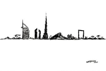 Dubai Skyline Black and White thumb