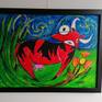 Cow art painting framed with ikea Fiskbo