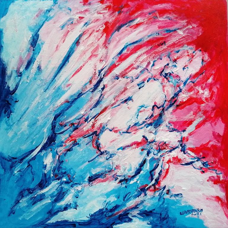 Bleu Blanc Rouge abstrait Painting by Artist Wabyanko | Saatchi Art