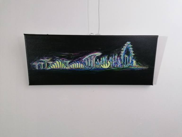 Original Abstract Cities Painting by Artist Wabyanko