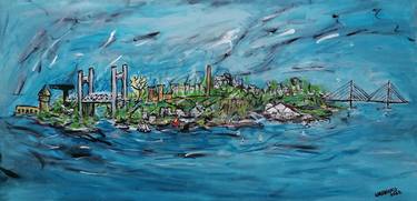 Original Abstract Expressionism Cities Paintings by Artist Wabyanko