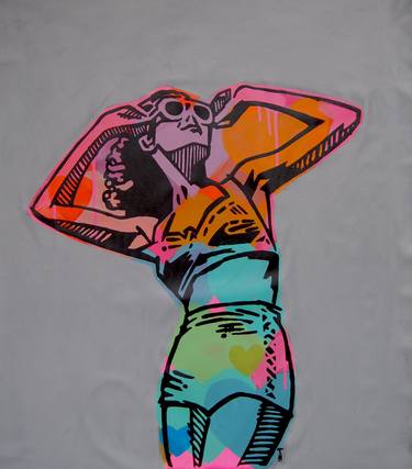 Saatchi Art Artist tracy hamer; Paintings, “Classic Bikini graffiti hearts” #art