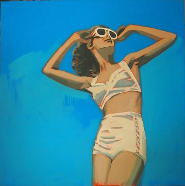 Print of Figurative Beach Paintings by tracy hamer